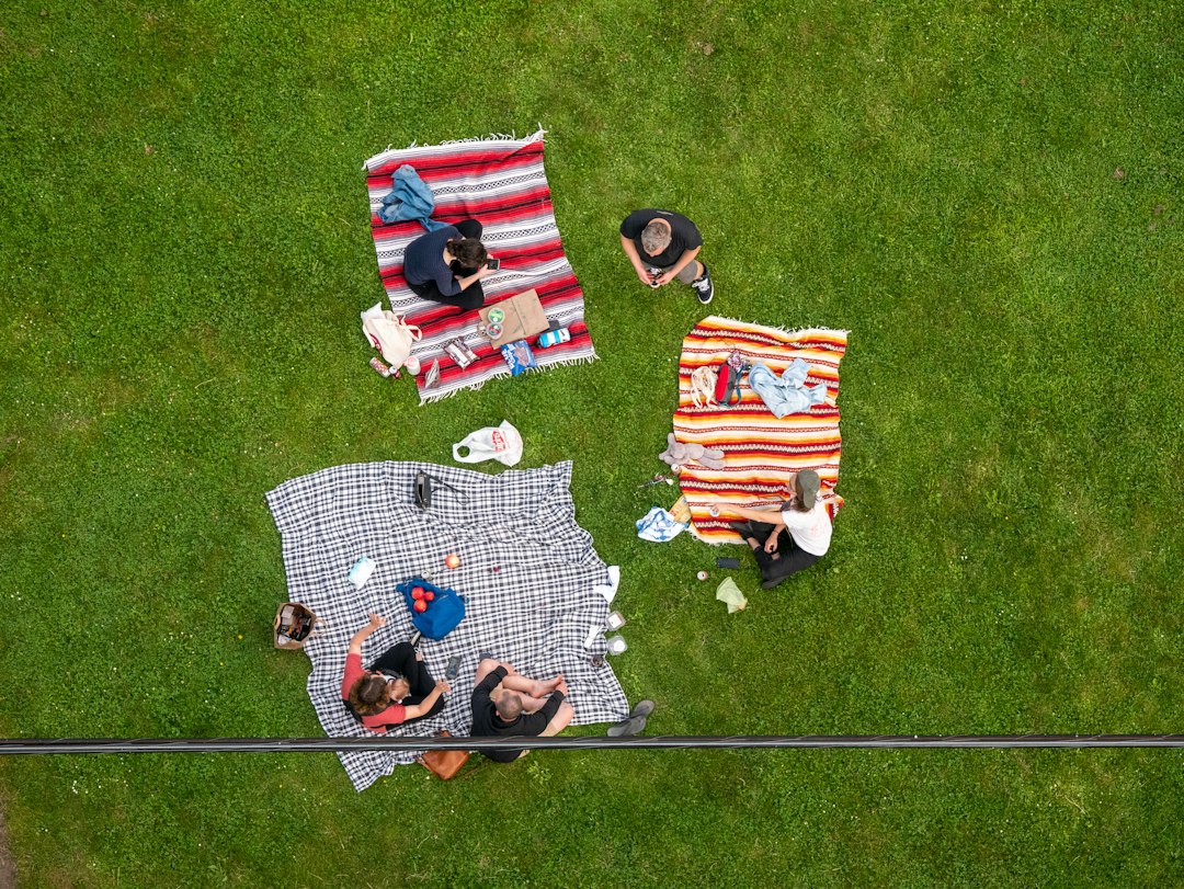 red white and black flag on green grass field