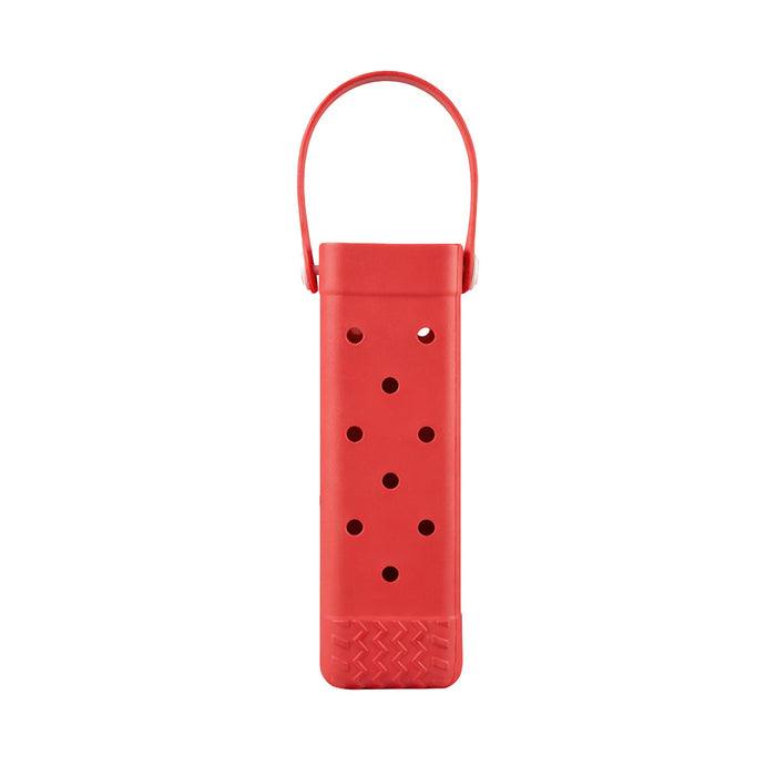 EVA Holes Wine Bottle Bag - A drink bottle bag in bright red with holes for ventilation and a handle for easy carrying. It features a logo.