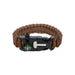 5 in 1 Survival Bracelet - A brown survival bracelet featuring a compass and a secure clasp, made with durable paracord material.