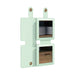 Suqare Folding Pocket Mirror - A square folding pocket mirror in mint green with two reflective surfaces and a fastening tab.