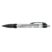 Flag Banner Pen - A plastic pen with a transparent barrel featuring a colourful flag banner design and a black grip.