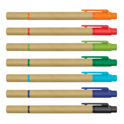 Kraft Pen Highlighter - A collection of kraft highlighters in orange, red, green, blue, and black, featuring a minimalist design and varying tip colours.