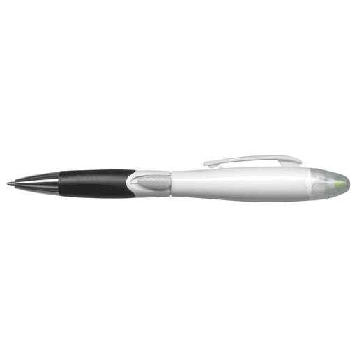 Blossom Pen - A pen featuring a black and white design with a clear cap, including a logo on the side.