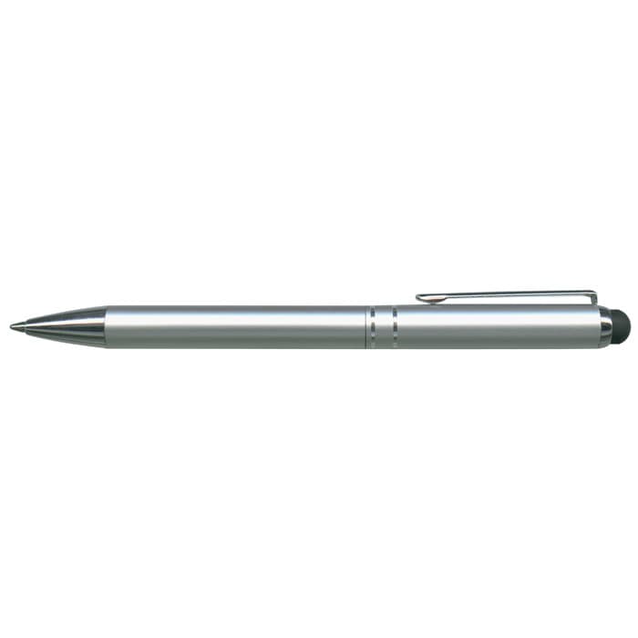 Bermuda Stylus Pen - A metal stylus pen with a sleek silver design and a black tip for touchscreen use.