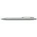 Recycled Stainless Steel Pen - A silver metal pen with a sleek design and a clip. The pen has a logo on its body.