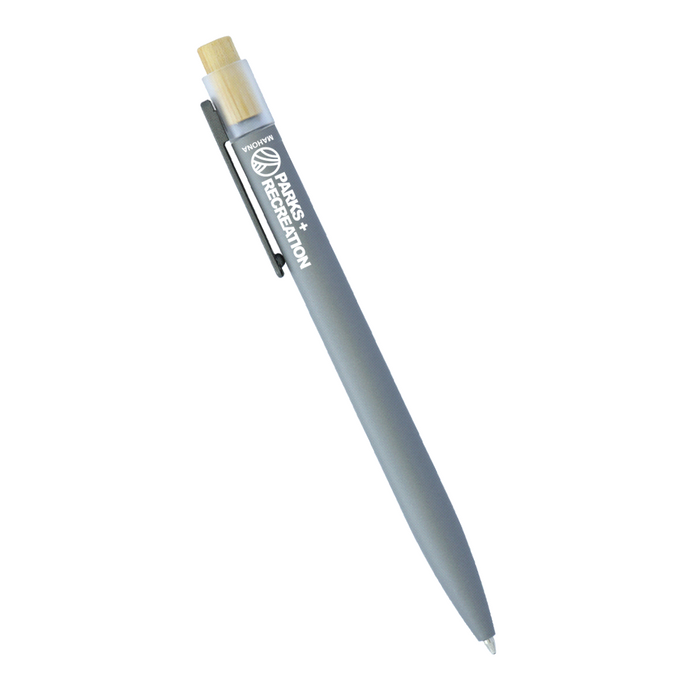 Recycled Aluminium Pen With Bamboo Clicker - Custom Promotional Product