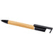 Delfina Phone Holder Pen - A pen with a bamboo barrel and black accents, featuring a clip for attachment. It has a logo displayed on the barrel.