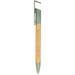 Delfina Phone Holder Pen - A green and natural bamboo pen with a clip and branding. Designed as a multifunctional phone holder.