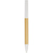 Delfina Phone Holder Pen - A pen with a bamboo body and white accents, featuring a logo on the surface.