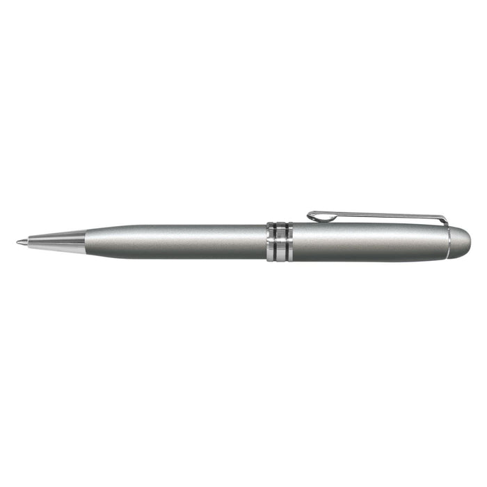 Supreme Pen - A metal pen with a sleek silver design and a polished chrome tip and clip, labeled as the Supreme Pen.