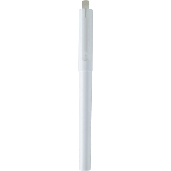 Mauna Recycled PET Gel Rollerball Pen - A white gel rollerball pen made from recycled PET, featuring a clip and a simple design, with a logo.