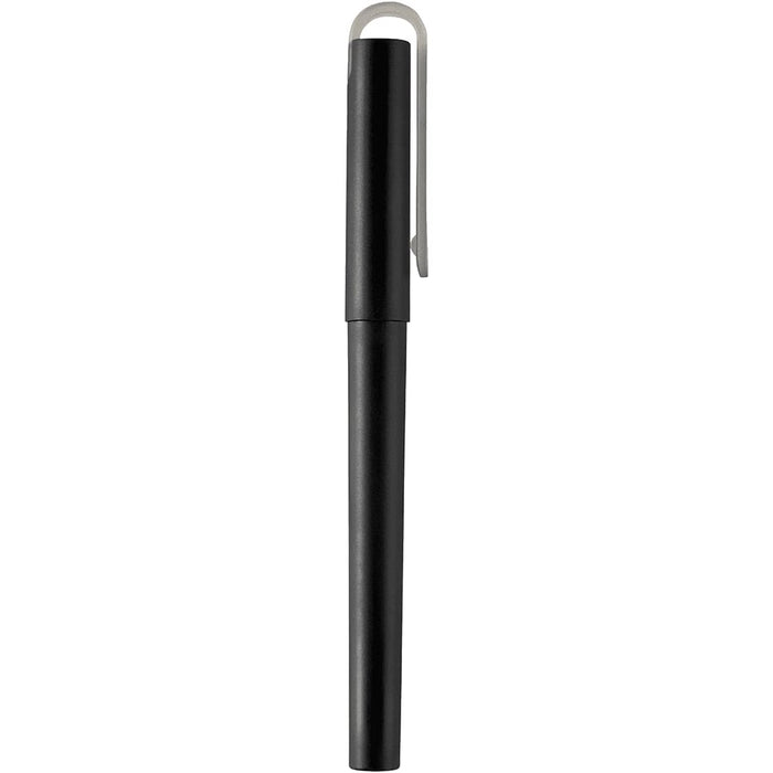 Mauna Recycled PET Gel Rollerball Pen - A black gel rollerball pen made from recycled PET, featuring a clip for easy attachment.