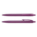 Omega Pen - Two purple plastic pens are displayed, featuring a smooth design and a clip for secure attachment.