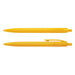 Omega Pen - A set of bright yellow plastic pens with clip and smooth barrel design. Features a logo.