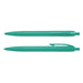 Omega Pen - A set of two teal plastic pens, featuring a streamlined design and a clip on one side.