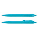 Omega Pen - Two turquoise plastic pens laid parallel, featuring clip designs and a glossy finish. The pens have branding on them.