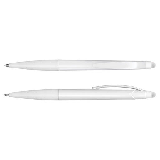 Spark Stylus Pen - A white stylus pen featuring a sleek design and a logo, ideal for writing and touchscreen use.
