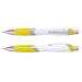 Borg Pen - White Barrel - A pen with a white barrel and yellow grip, featuring a silver clip and tip.