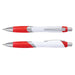 Borg Pen - White Barrel - A plastic pen with a white barrel and red accents, featuring a silver clip and grip sections.