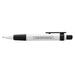 Big Message Pen - A black and white plastic pen featuring a textured grip and a branding logo.