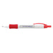 Atara Message Pen - A plastic pen with a white barrel, red grip, and red clip, featuring the text "On-Time Delivery" printed on the side.
