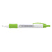 Atara Message Pen - A white and green pen with a logo, featuring a retractable design and a grip section.