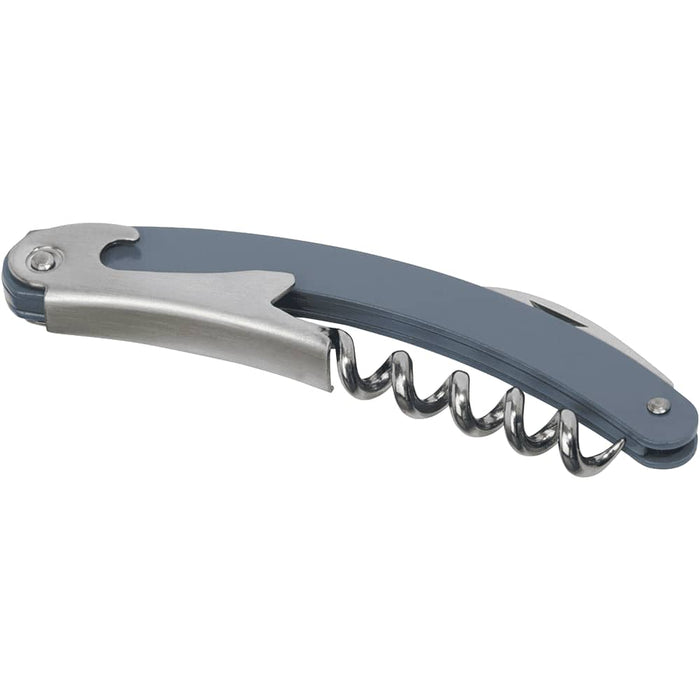 Seasons Nordkapp Waitress Knife - A grey waitress knife with a corkscrew and a stainless steel blade. It features a logo on the handle.