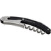 Seasons Nordkapp Waitress Knife - A black and silver waiter’s knife featuring a corkscrew and a folding design. It includes a logo on the handle.