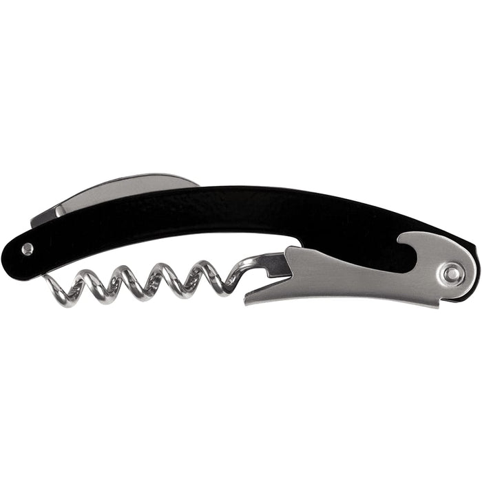 Seasons Nordkapp Waitress Knife - A black and silver waitress knife with a corkscrew and bottle opener, featuring a sleek, curved design.