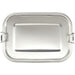 Seasons Titan Recycled Stainless Steel Lunch Box - A stainless steel lunch box with a smooth, polished surface and a secure clip closure, featuring a logo.