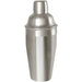 Seasons Gaudie Recycled Stainless Steel Cocktail Shaker - A stainless steel cocktail shaker with a sleek, metallic finish and a secured top, featuring a logo.