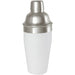 Seasons Gaudie Recycled Stainless Steel Cocktail Shaker - A stainless steel cocktail shaker with a white body and metallic lid, featuring a logo.