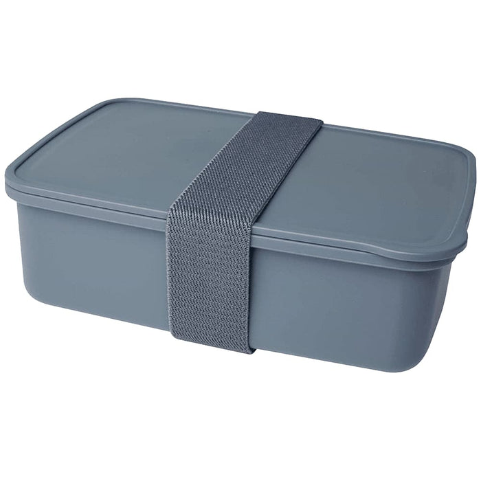 Seasons Dovi 800 ml Lunch Box - A grey lunch box with a tight-fitting lid secured by a grey strap, featuring a simple design and a logo.