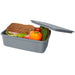 Seasons Dovi 800 ml Lunch Box - A grey lunch box containing a sandwich, tomato, cucumber, and bell pepper, with a lid partially open.