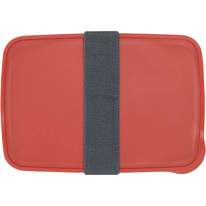 Seasons Dovi 800 ml Lunch Box - A red lunch box with a grey strap, featuring a rectangular design and a smooth lid.