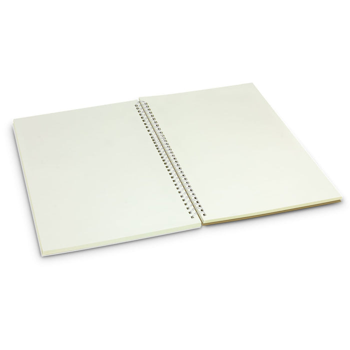 Lancia Full Colour Notebook - Large - A large, spiral-bound notebook with blank cream pages, featuring a simple design and a logo on the cover.