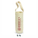 Cotton Wine Tote Bag - A cream cotton wine tote bag with a shoulder strap and a logo. It features a cylindrical shape for holding bottles.