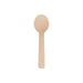 Pack of 100 Per Pack Disposable Birch Spoons/Forks (Small) - A disposable birch spoon in a light wood colour, featuring a rounded bowl and a straight handle.