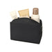 Muse GRS RPET Toiletry Bag - A black toiletry bag containing small bottles and tubes of personal care products. It features a zip closure and has a logo.