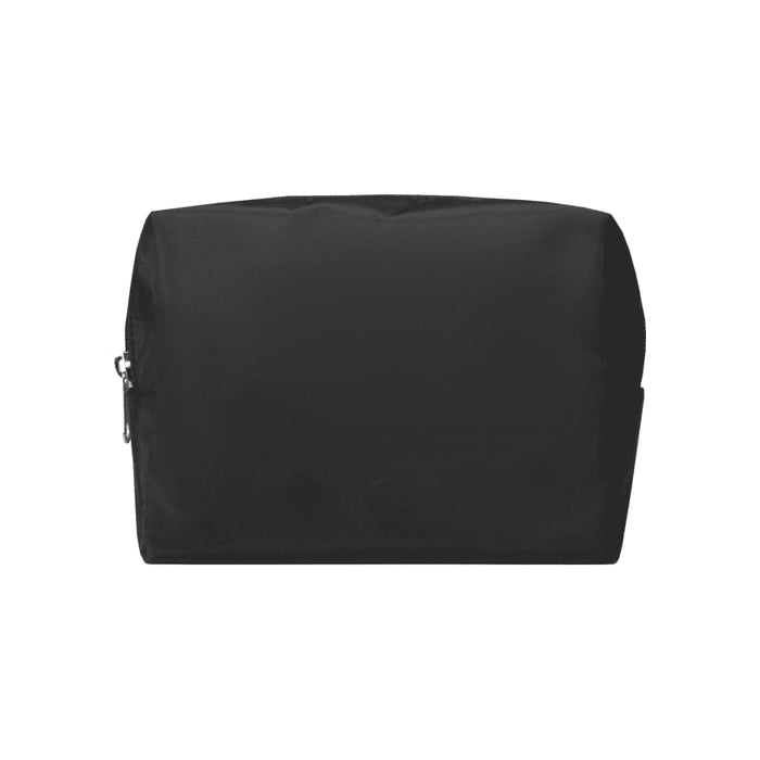 Muse GRS RPET Toiletry Bag - A black toiletry bag with a zipper and a subtle logo, featuring a sleek and simple design.