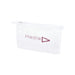 Muse GRS RPET Toiletry Pouch - A white toiletry pouch featuring a zip closure and a branding logo in purple.
