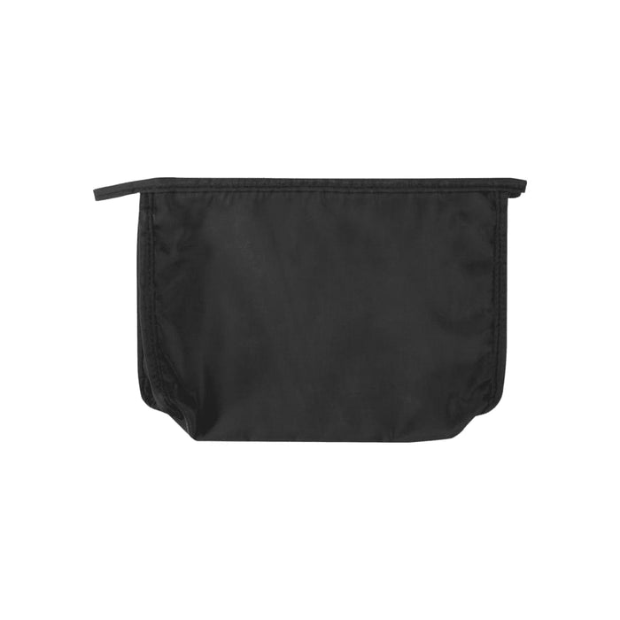 Muse GRS RPET Toiletry Pouch - A black toiletry pouch made from RPET material, featuring a zip closure and a simple design.