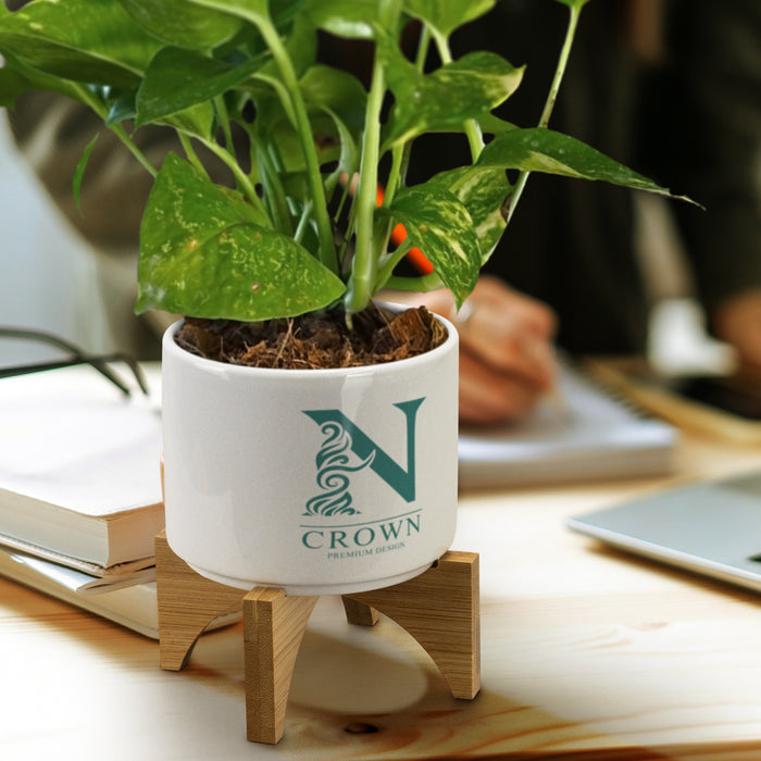 Planter with Bamboo Base - Custom Promotional Product