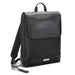 Moleskine Metro Slim Backpack - A sleek black backpack with a flap closure, featuring padded back straps and a brand logo on the front.