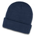 Galway Waffle Beanie - A navy blue waffle beanie featuring a textured knit design and a folded cuff. It has a small logo.