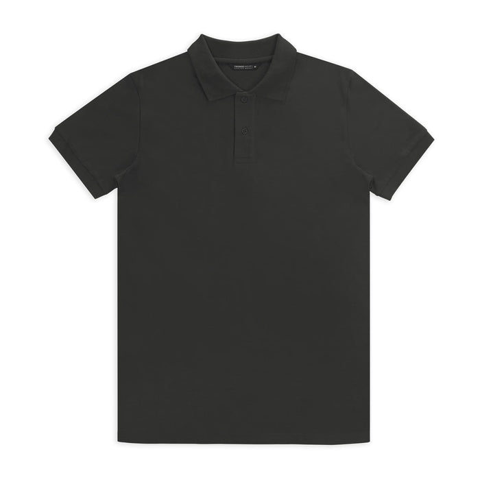TRENDSWEAR Carter Men's Polo - A black polo shirt features a classic collar and short sleeves, with a subtle logo on the chest.