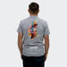TRENDSWEAR Carter Men's Polo - A grey men's polo shirt featuring a colourful design on the back and a logo at the bottom.