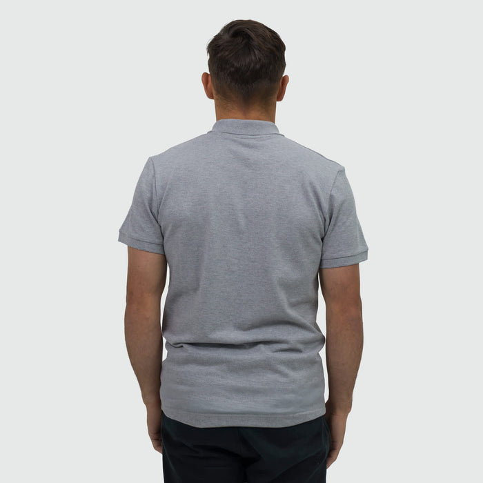TRENDSWEAR Carter Men's Polo - A men's polo shirt in grey, featuring a back view with a fitted design and a small logo.