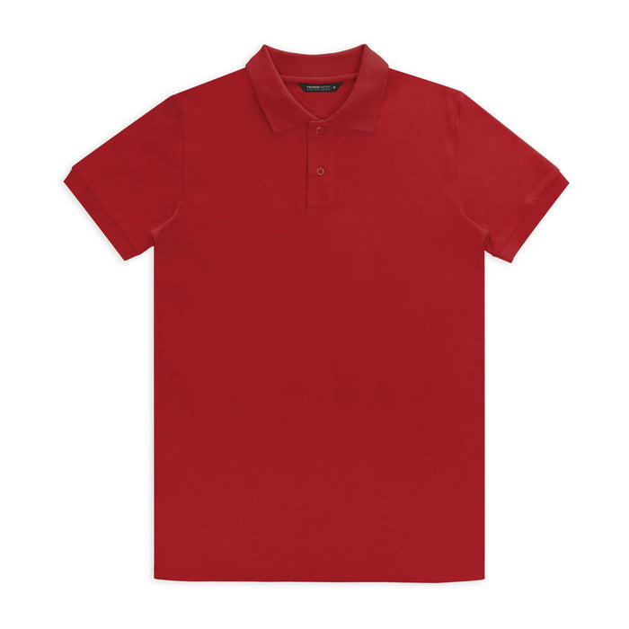 TRENDSWEAR Carter Men's Polo - A red polo shirt with a classic collar and short sleeves, featuring a logo on the chest.