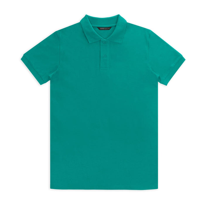 TRENDSWEAR Carter Men's Polo - A teal polo shirt featuring a classic collar and short sleeves, with a logo on the chest.